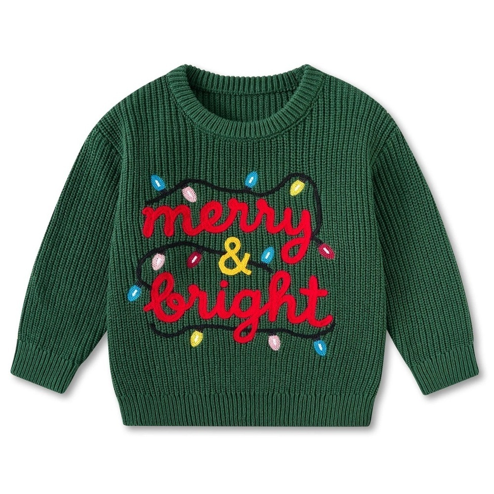 Toddler Christmas Sweater 24M Merry & Bright Knit Pullover, Holiday Sweater NWOT